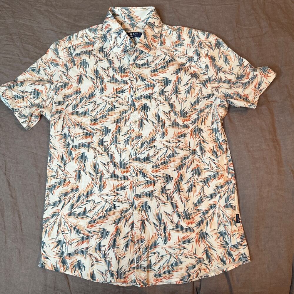 Stone Rose Men's Short Sleeve Button Up Tropical Shirt Small Slim Hawaiian